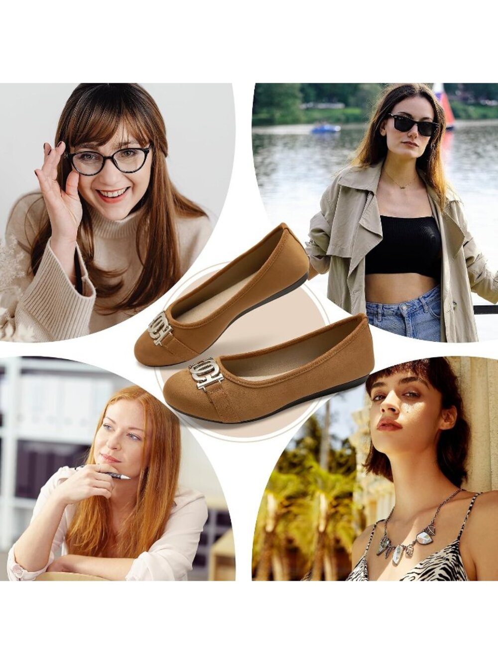 Women's Camel Micro Fiber Comfortable Round Toe Flat Slip on Casual Dressy Shoes - Picture 6 of 6
